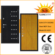 Высокое качество МДФ внутри стальные бронированные двери с облицовкой (СК-A221)